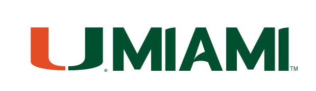 U MIAMI wordmark, green/orange variant