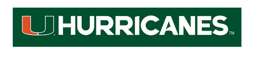 U HURRICANES wordmark, white/orange on green variant