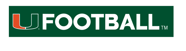 U FOOTBALL wordmark, white/orange on green variant