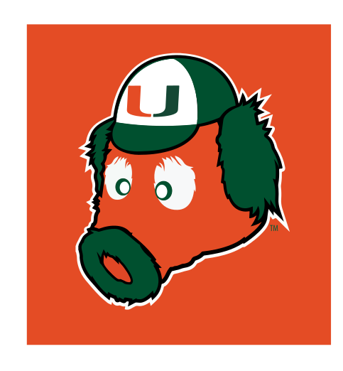 Miami Maniac mascot head, color on orange variant
