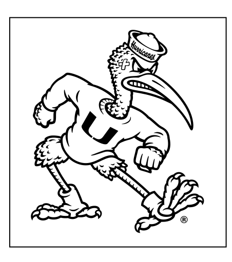 Sebastian the Ibis mascot, black and white variant