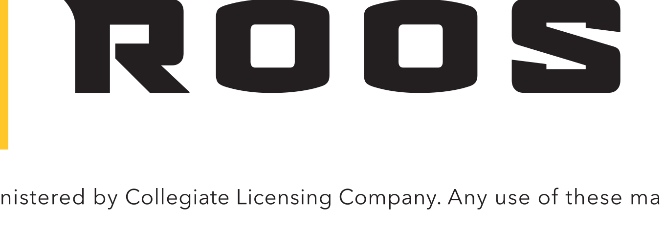 Roos wordmark, full color on navy variant, cell 73