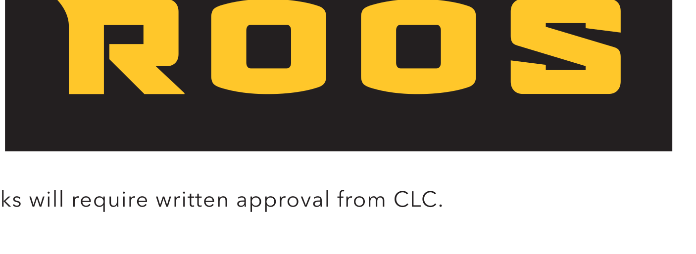 Roos wordmark, full color on yellow variant, cell 74