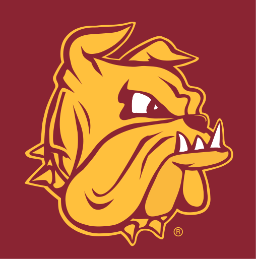 bulldog head, yellow/black/white, maroon background variant