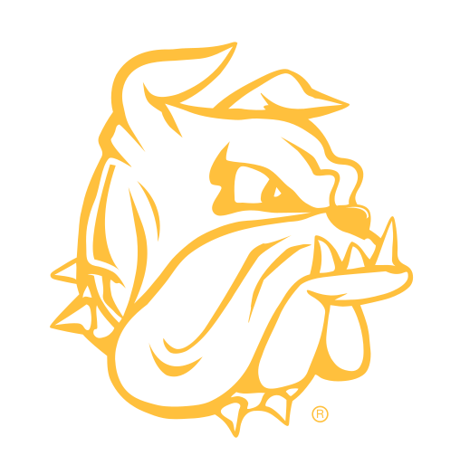 bulldog head, gold outline variant