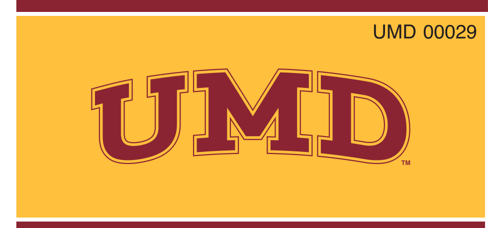 UMD wordmark, gold on maroon variant