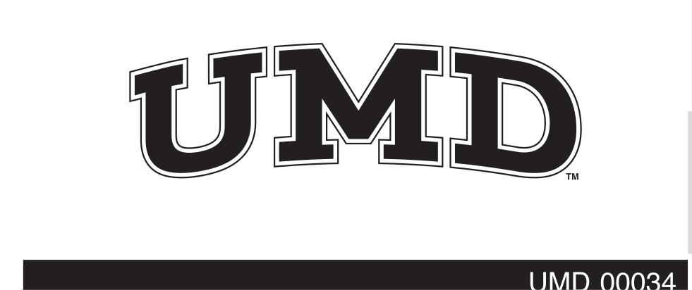 UMD wordmark, black outline on white variant