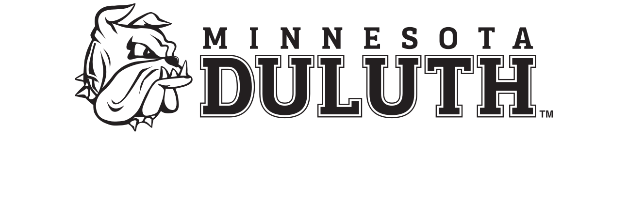 Minnesota Duluth bulldog lockup, black and white on white variant