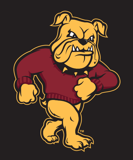 Bulldog mascot, full color on black variant