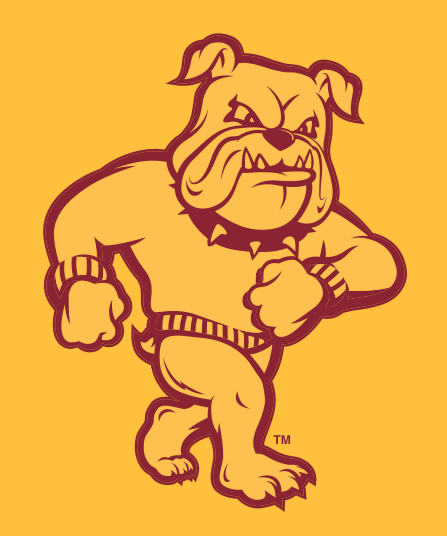 Bulldog mascot, maroon outline on gold variant