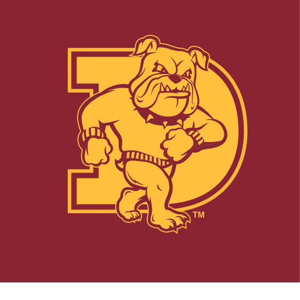 Bulldog with 'D', gold and maroon on maroon variant