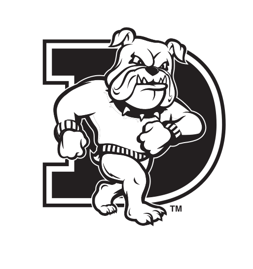 Bulldog with 'D', black and white on white variant