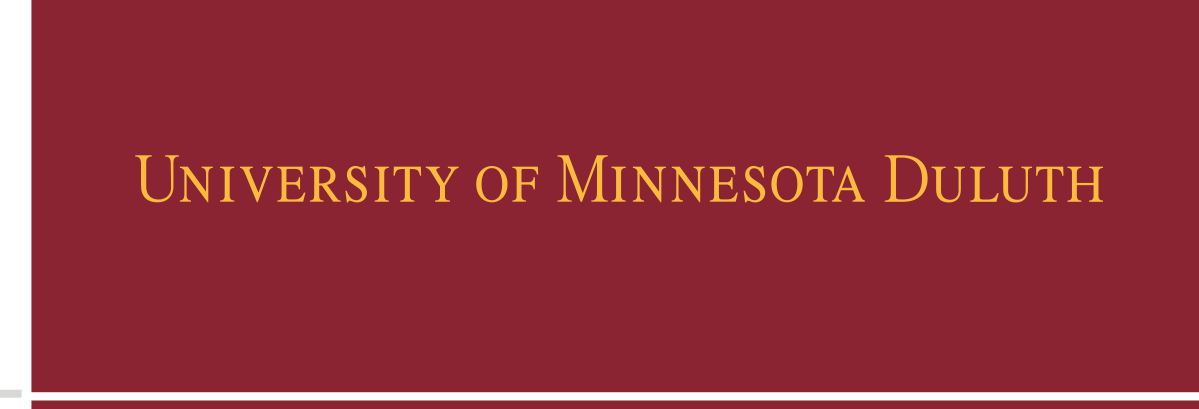 University of Minnesota Duluth wordmark, horizontal, gold on maroon variant