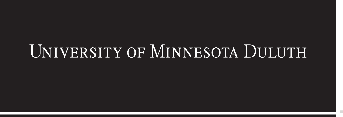 University of Minnesota Duluth wordmark, horizontal, white on black variant