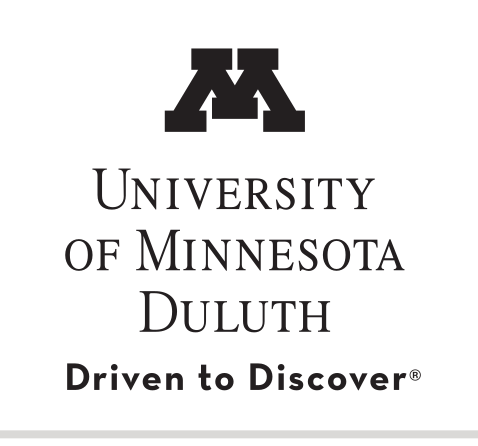 University of Minnesota Duluth logo, stacked with M icon and tagline, black variant