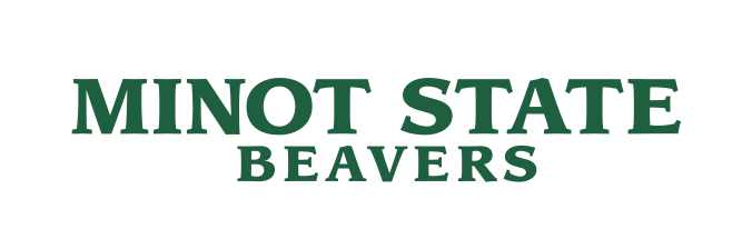 Minot State Beavers wordmark, horizontal green variant, cell 30