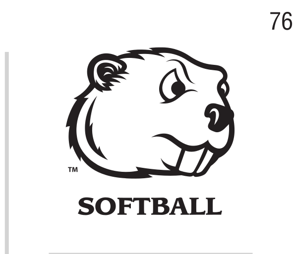 Beaver head with SOFTBALL, black on white variant, cell 76