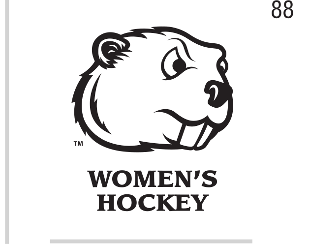 Beaver head with WOMEN'S HOCKEY, black on white variant, cell 88