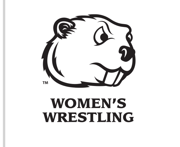 Beaver head with WOMEN'S WRESTLING, black on white variant, cell 96