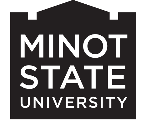 Minot State University wordmark in square, black variant, cell 108