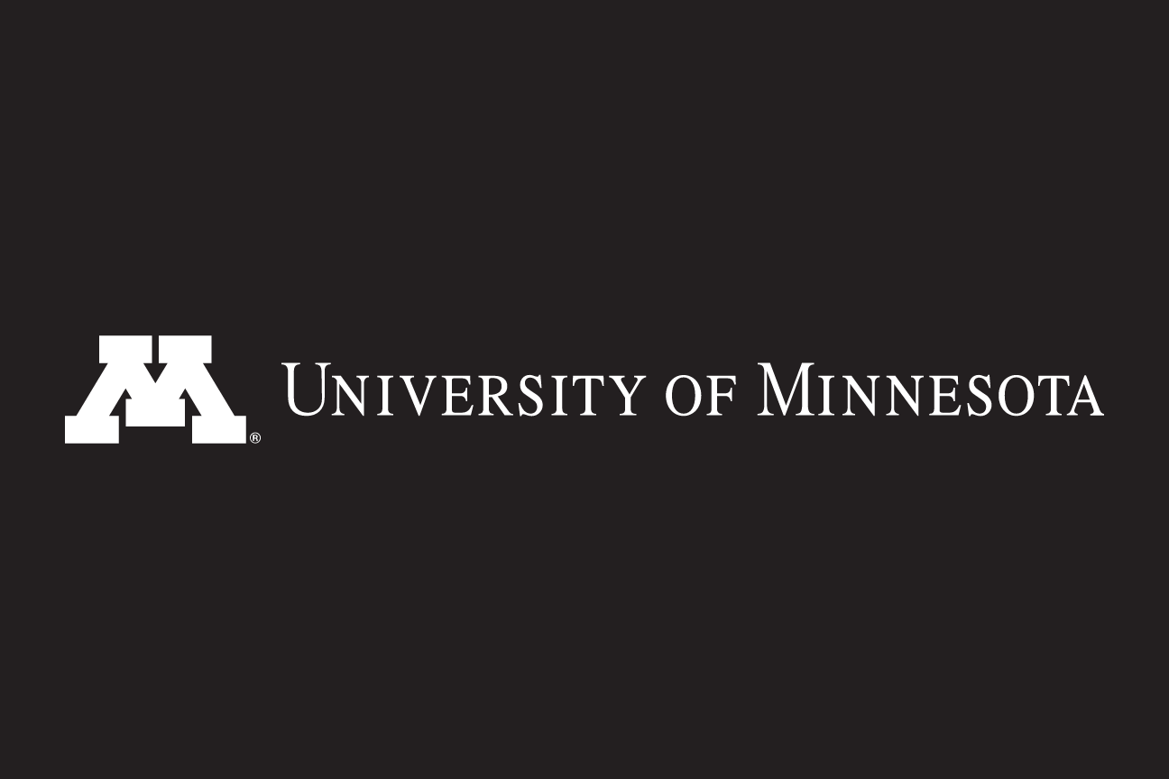 University of Minnesota logo, horizontal, white on black variant, cell 33