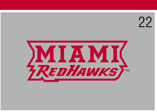 MIAMI RedHawks wordmark, red/black on light gray variant, cell 22