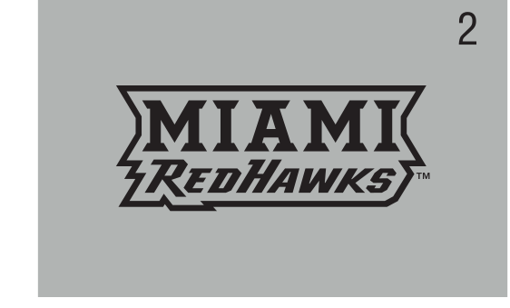 MIAMI RedHawks wordmark, black/red on light gray variant, cell 24