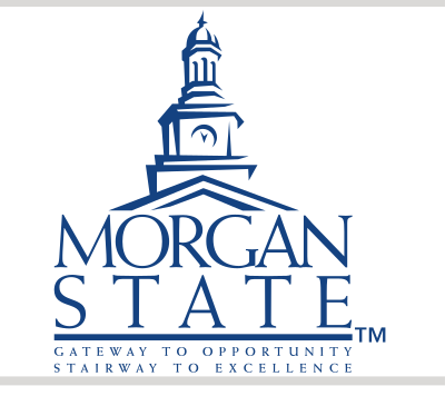 clock tower logo, stacked, Morgan State with tagline, blue variant, cell 65