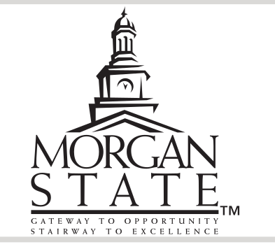 clock tower logo, stacked, Morgan State with tagline, black variant, cell 66