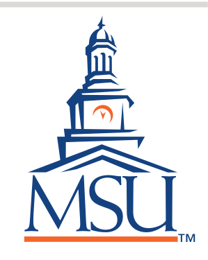 clock tower logo, stacked, MSU, blue/orange variant, cell 79
