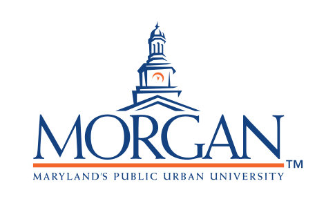 clock tower logo, stacked, Morgan serif with tagline, blue/orange variant, cell 82