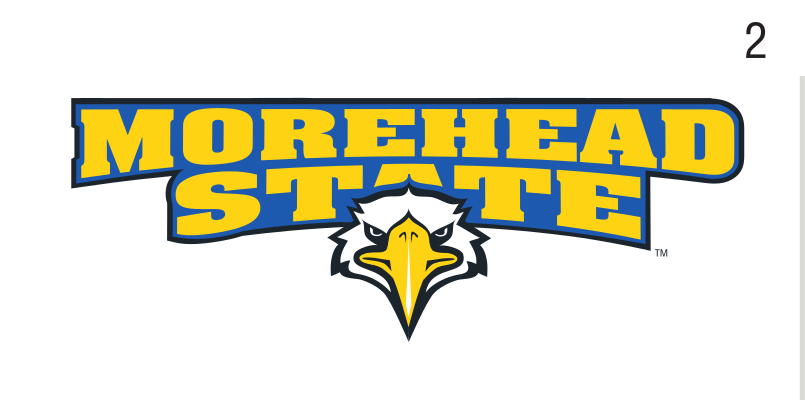Morehead State wordmark with eagle head, full color variant, cell 22