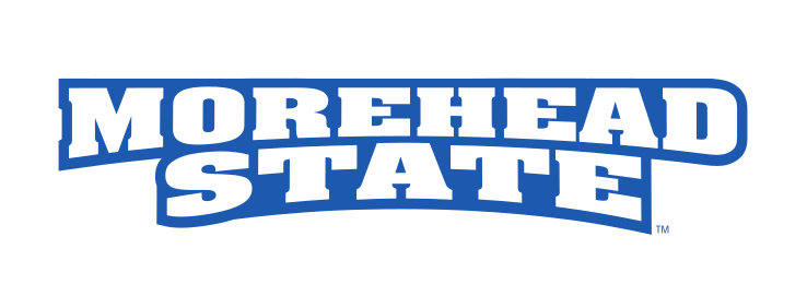 Morehead State wordmark, blue and white variant, cell 45