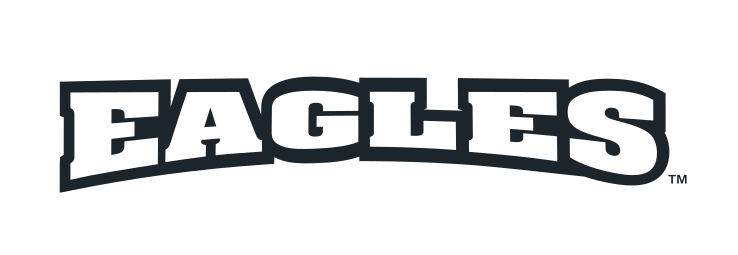Eagles wordmark, white with blue outline variant, cell 31
