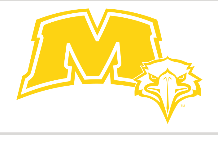 M lettermark with eagle head, gold outline variant, cell 37
