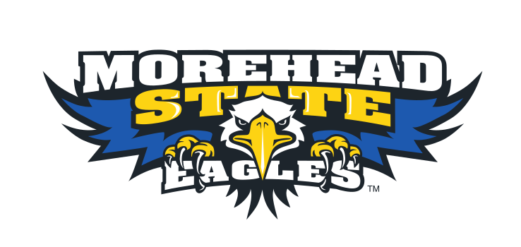 Morehead State Eagles lockup with eagle mascot, full color variant, cell 42