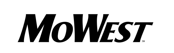 MOWEST wordmark, black on white variant, cell 8