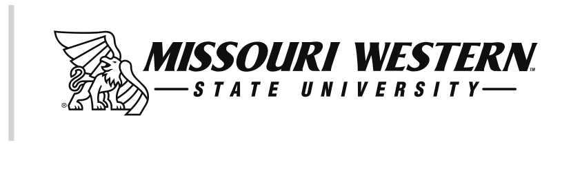 Missouri Western State University formal mark, black/white on white, horizontal variant, cell 29