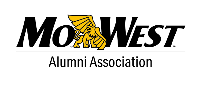 MO WEST Alumni Association mark, gold/black on white variant, cell 30
