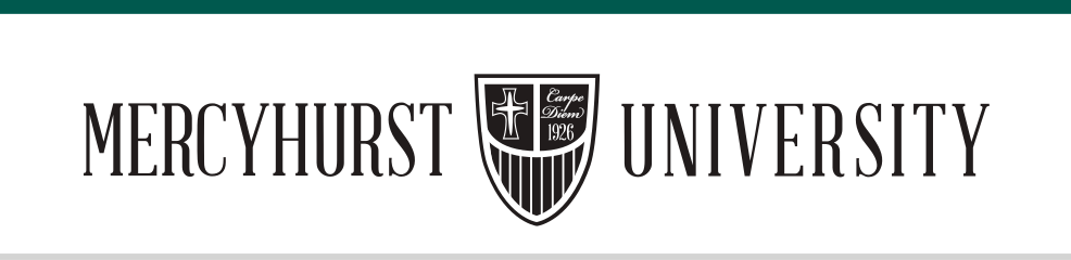 Mercyhurst University institutional mark, horizontal black variant, cell 9