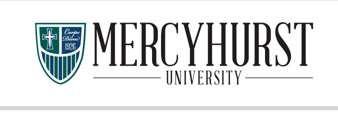 Mercyhurst University institutional mark, stacked color variant, cell 12