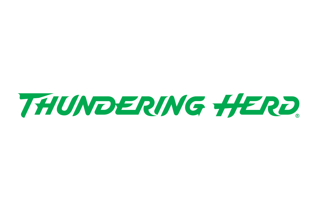 THUNDERING HERD wordmark, green variant, cell 18