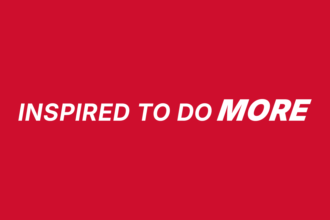 Inspired to do More tagline, white on red variant, cell 76