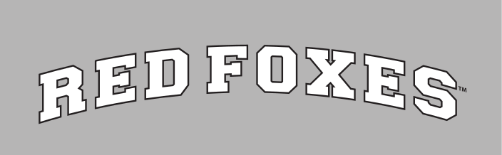 RED FOXES wordmark, white with black outline on grey variant, cell 45