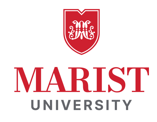 Marist University primary mark, stacked, red/black variant, cell 49