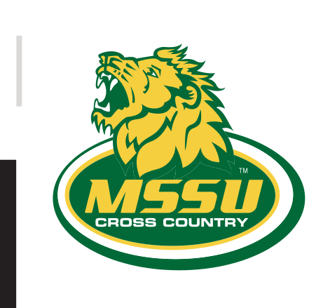 MSSU Cross Country logo, stacked color variant, cell 42