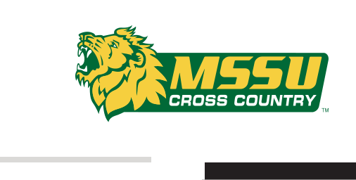 MSSU Cross Country logo, horizontal color variant, cell 45