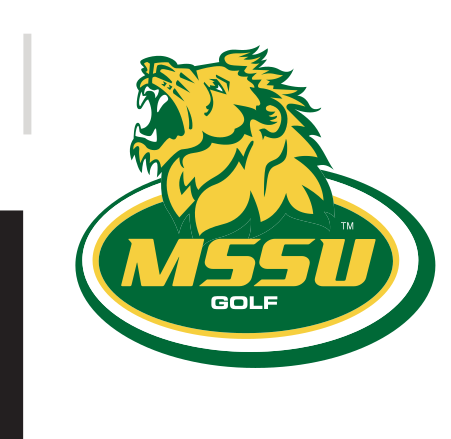 MSSU Golf logo, stacked color variant, cell 54