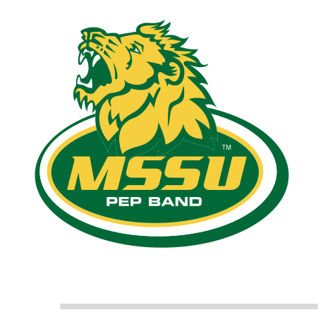 MSSU Pep Band logo, stacked color variant, cell 60