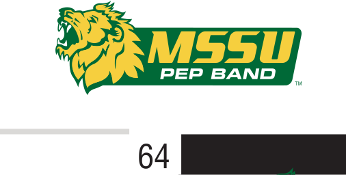 MSSU Pep Band logo, horizontal color variant, cell 63
